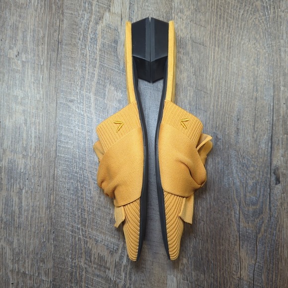 VIVAIA Pointed-Toe Knot Mules Size 40 US 9 Mustard Yellow Low Heel Slip On Yaffa - Picture 10 of 13